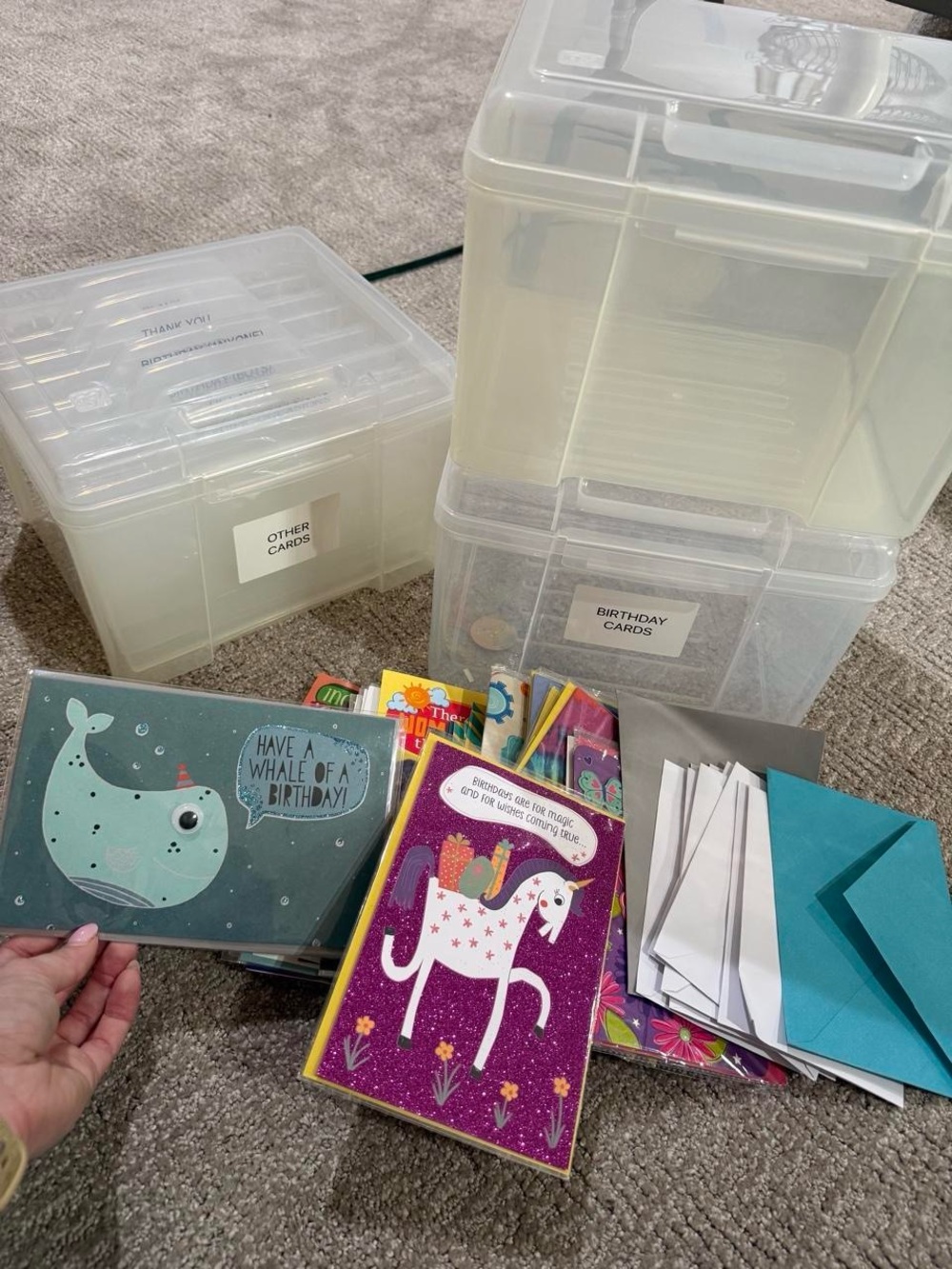 Clear Stackable Plastic Card Storage Boxes - Translucent White - Picture 3 of 5